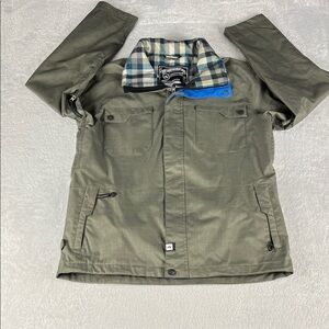 Ride Snowboards Mfg Men's Medium (MM) Olive Green Ski Jacket with Blue Accents